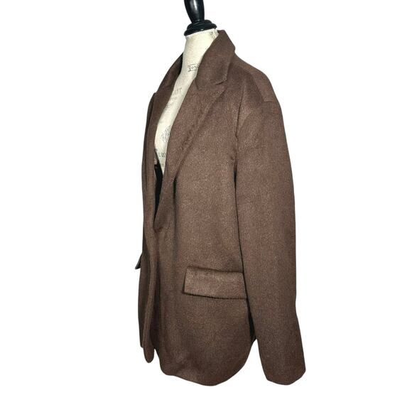ASOS Design | Women | Smart Brown Oversized Wool Mix Blazer Jacket | Sz 12 Tall - Picture 4 of 13